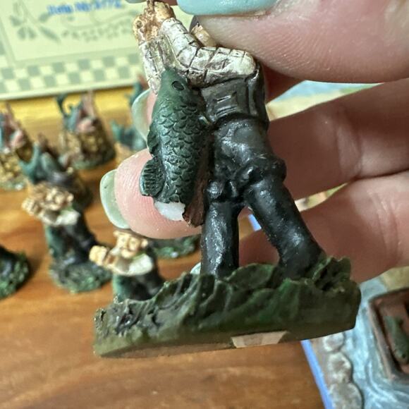 Fisherman Tic Tac Toe Set Shoreline Rowboat Nautical Decor In Box Complete Flaws - Picture 7 of 8